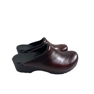 Sanita The‎ Original Danish Clogs Burgundy Leather Slip On Women Size 40
